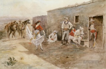 インディアナ カウボーイ Painting - カサ アレグレ 1899 チャールズ マリオン ラッセル インディアナ州のカウボーイ